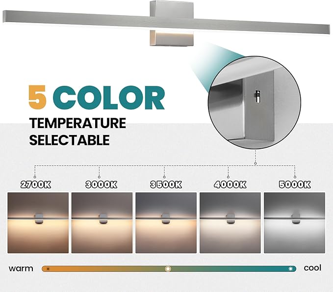 KAISITE Brushed Nickel Vanity Light for Bathroom Above Mirror 39 inch LED 5CCT Bathroom Lighting Fixtures Dimmable Modern Bath Wall Light Fixture Over Mirror