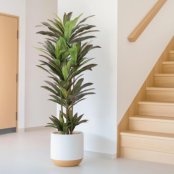 Dracaena Artificial Plant 5ft Red Yucca Silk Tree Faux Plants Indoor Tall Fake House Floor Plants Realistic Artificial Trees for Home Office Decor Indoor Outdoor Housewarming Gift