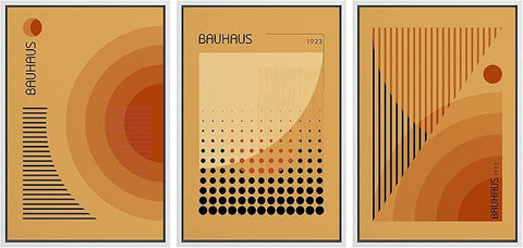 MUDECOR Framed Canvas Print Wall Art Bauhaus Art Prints Abstract Mid Century Modern Wall Art Minimalist Decor for Bedroom - 16"x24"x3 White