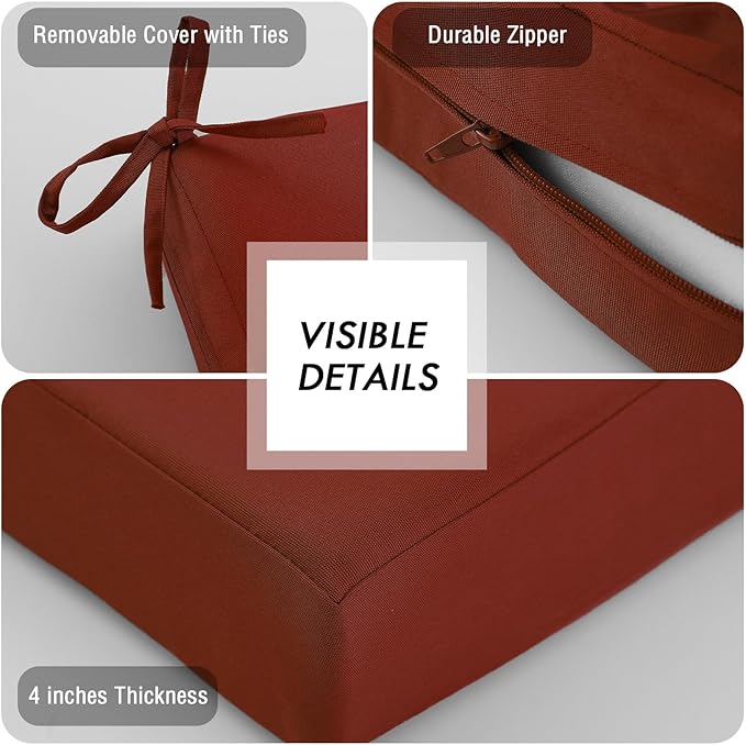 idee-home Outdoor Cushions for Patio Furniture, Waterproof Outdoor Seat Cushion Hampton Bay Deep Seat Replacement Cushions for Garden