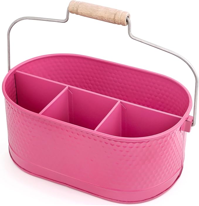Alpha Living Home Silverware Organizer - Heavy Duty Metal Kitchen Drawer & Utensil Organizer, Drawer Organizer for Forks, Knives, Multipurpose Kitchen Organizers and Storage Solution (Pink)