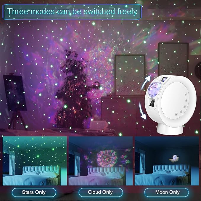 LitEnergy LED Sky Projector Light, Galaxy Lighting, Nebula Star Night Lamp with Base and Remote Control for Gaming Room, Home Theater, Bedroom , or Mood Ambiance (White)