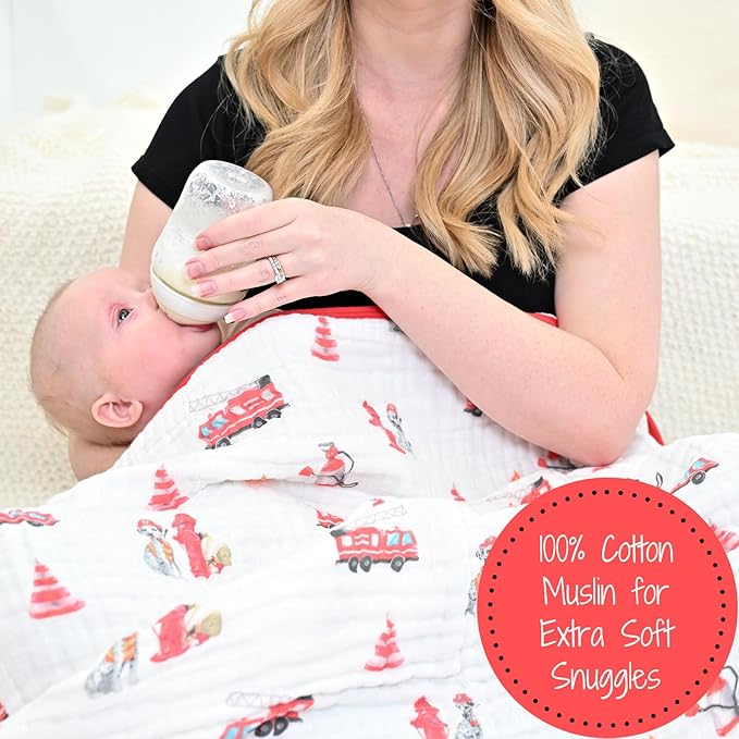 LollyBanks Muslin Baby Blanket 100% Organic Cotton, Muslin Quilt Lightweight, 6 Layers Baby Blankets 47"x 47", Toddler Blanket for Boy and Girl, Nursery Receiving Blankets (Dogs Print)