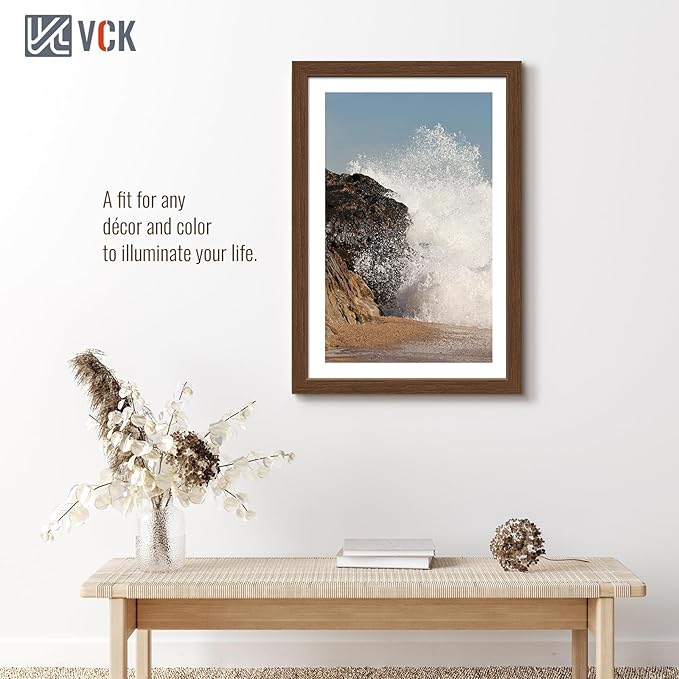 VCK 16x24 Picture Frame 5 Pack, Brown Wood Poster Frame with Exclusive Wood Grain, Wall Hanging