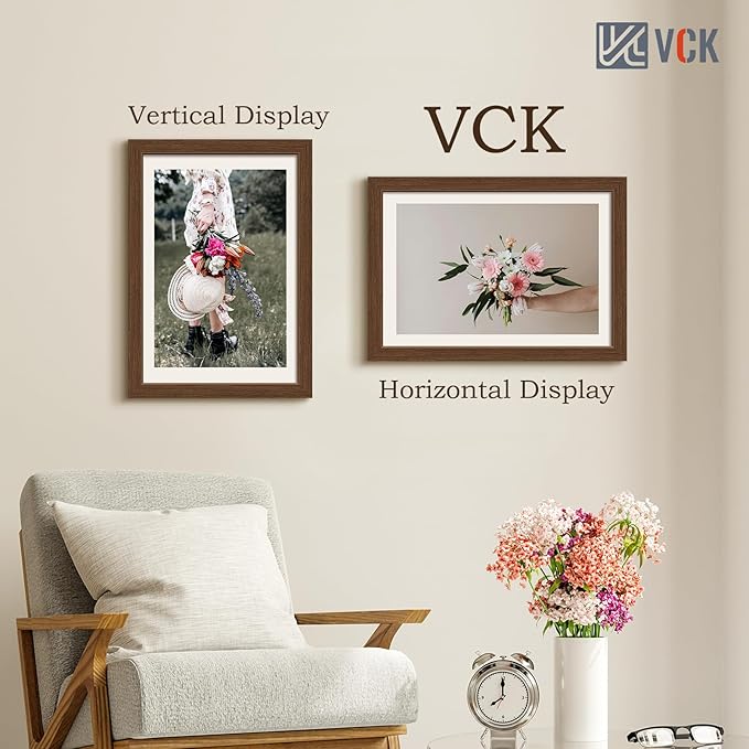 VCK 13x19 Frame Set of 5 - Brown, Wood Picture Frame with Exclusive Wood Grain, Wall Gallery Frame