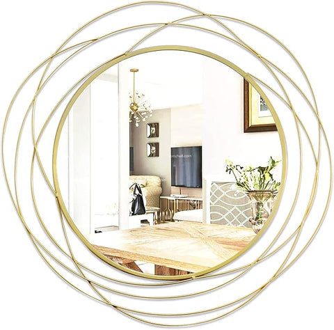 ironsmithn Round Decorative Mirror, Gold Metal Frame with Orbital Design, Modern Contemporary Style, Circle Mirrors for Bathroom Vanity, Living Room or Bedroom 26.8” x26.8” (Gold)