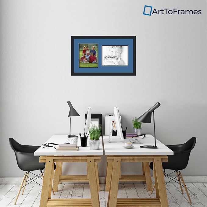 ArtToFrames Collage Photo Frame Double Mat with 1 - 8.5x11^ 8x10 Openings and Satin Black Frame