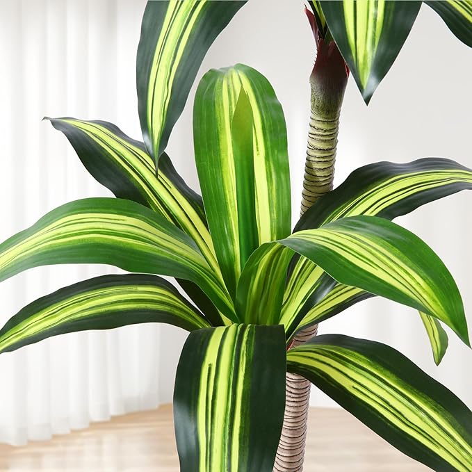Artificial Plants, 5 Ft Dracaena Tree Faux Plants Indoor Outdoor Decor Fake Tree with Woven Seagrass Basket Plants for Home Decor Office Living Room Porch Patio Housewarming 2 Pack