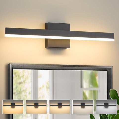 Black Bathroom Vanity Light 23.6 inch, 14W Dimmable 5CCT LED Modern Bathroom Light Fixture Over Mirror - ETL Certificated