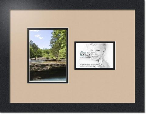 ArtToFrames Double-Multimat-109-782/89-FRBW26079 Collage Photo Frame Double Mat with 1-3.5x5, 5x7 Openings and Satin Black Frame