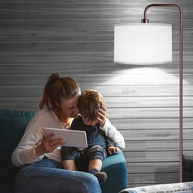 PARTPHONER LED Floor Lamp for Living Room, 3 Color Temperature, with Foot Switch, 9W Bulb Included, Oil Rubbed Bronze