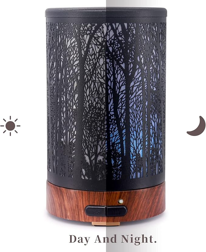 Essential Oil Diffuser - Multifunction Aromatherapy Diffuser 7 LED Color Changing Light 150ML Metal Diffuser Easy to Clean Suitable for Home,Office (Tree)