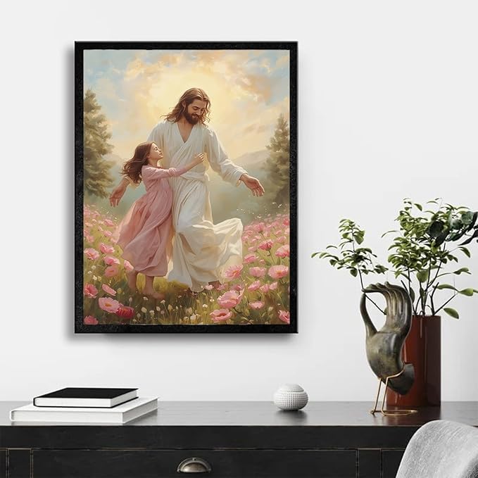 Christian Wall Art Print, Religious Scripture Biblical Decor, Faith-Based Inspirational Landscape with Cross, Digital Printed Canvas Poster for Church, Home Chapel, Prayer Room Decor