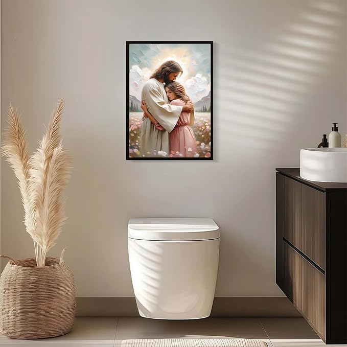 Christian Wall Art Print, Religious Scripture Biblical Decor, Faith-Based Inspirational Landscape with Cross, Digital Printed Canvas Poster for Church, Home Chapel, Prayer Room Decor