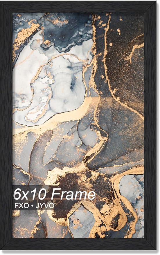 Engineered Wood 6x10 Picture Frame, Black Frame for 6 x 10 Inch Picture Poster Photo, Light Weight 6 by 10 Frame with Wood-grain for Wall - 1 Pack/Black/6"x10"