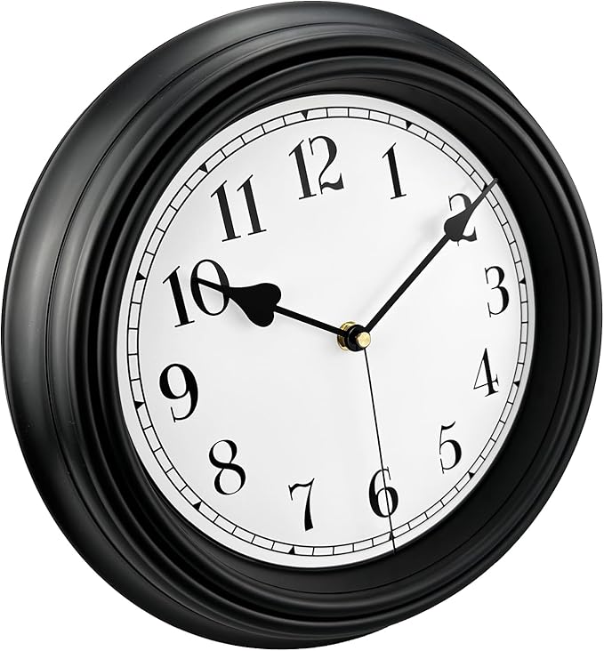 Retro Wall Clock, 10 Inch Vintage Silent Non Ticking Classic Clocks, Easy to Read, Quality Quartz Clock Battery Operated, Decorative Bedroom, Kitchen