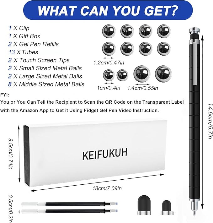 Fun Men Gifts Fidget Gel Pens - Unique Birthday Gift for Mens, Novelty Christmas Stocking Stuffers Easter Anniversary Valentines Day White Elephant Present Ideas Gadget, Cool Secret Santa Gift for Him
