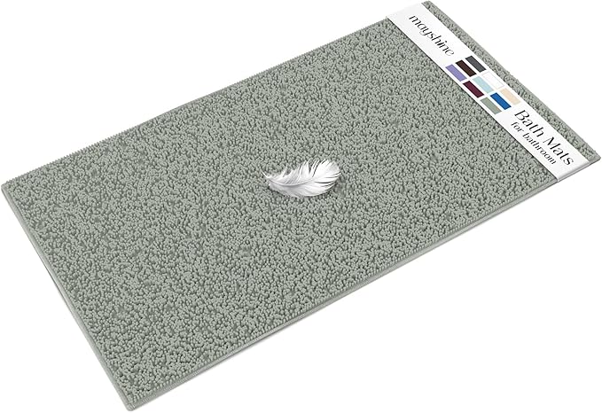 MAYSHINE Plush Shaggy Chenille Bath Mat | Extra Soft, Super Absorbent, Non-Slip Bathroom Rug | Fluffy Microfiber, Area Rug Sets for Bathroom Floor, Kitchen, Living Room | 47"x27" | Sage Green