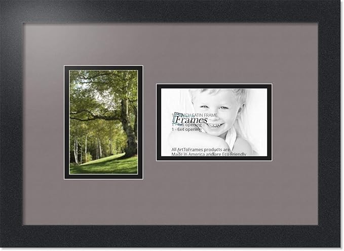 ArtToFrames Collage Photo Frame Double Mat with 2 - 4x6 Openings and Satin Black Frame