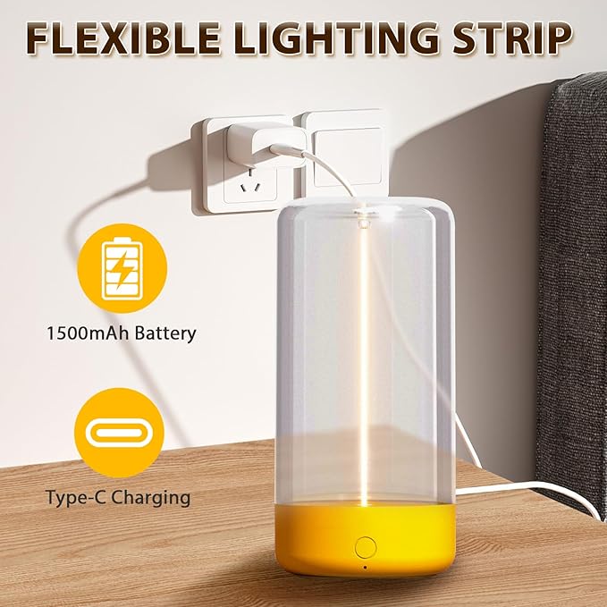 Mini Minimalist Table Lamp Cordless LED Desk Lamp Rechargeable Modern Night Lights Portable Nightstand Lamps Unique Ambient Light Mood Lighting for Bedroom, Beside, Nursery