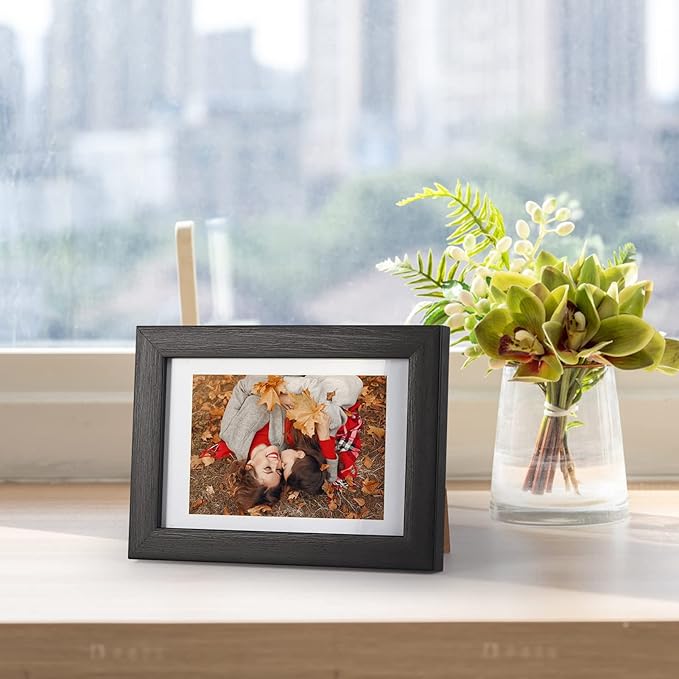 Giftgarden 4x6 Picture Frame Set of 4, Matted to 3.5x5 Pictures with Mats or 4x6 Photos Without Mat, Wall or Tabletop Display, Black