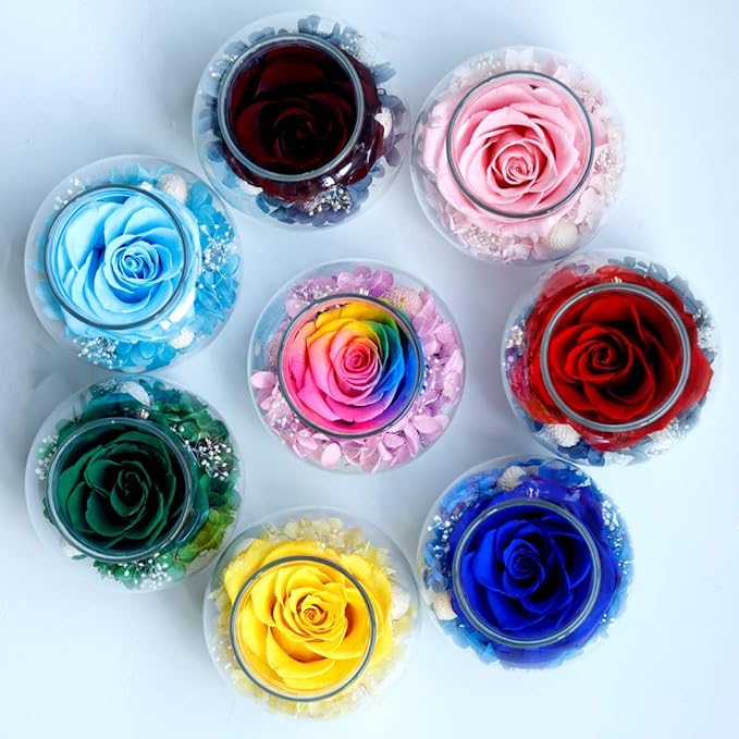 Preserved Real Roses with Colorful Mood Light Wishing Bottle, Eternal Rose，Never Withered Flowers, for Bedroom Party Table Decor, Christmas Decorations, a Gifts for Women 1pcs Pink