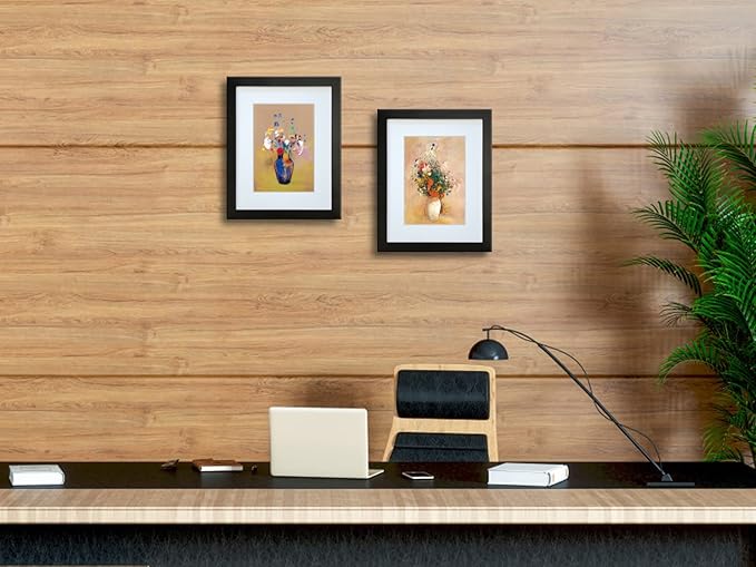 11x14 Picture Frame Set of 2 Made of Solid Wood Photo Frames with Real Glass for Pictures 8x10 with Mat or 11x14 Without Mat, Wall Mounting or Tabletop display Photo Frames in Black
