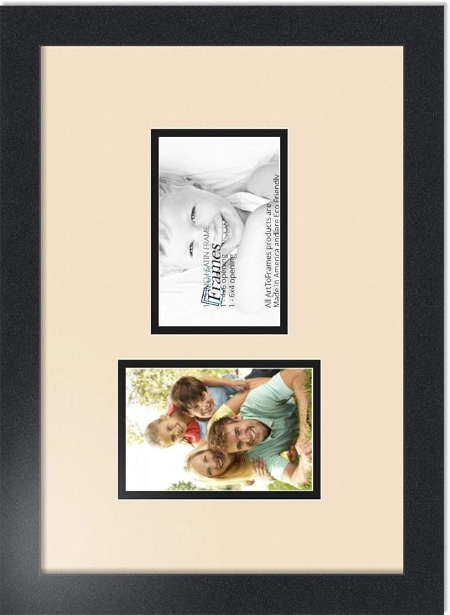 ArtToFrames Collage Photo Frame Double Mat with 2 - 4x6 Openings and Satin Black Frame