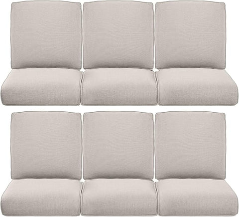 22x25/22x24 Outdoor Furniture Cushions Set of 6 - Comfortable Patio Chair Cushion for Rattan Wicker Dining Rocking Swivel Chairs Loveseat Couch L-Shape Sectional Sofa - Beige/Classic
