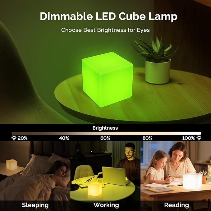 LOFTEK 4-inch LED Cube Lights: RGB 16 Colors Tesseract Cube, Cosmic Cube LED Mood Lamp with Remote Control, IP65 Waterproof Rechargeable Bedside Lamp Night Lights for Kids Nursery Toys Gift