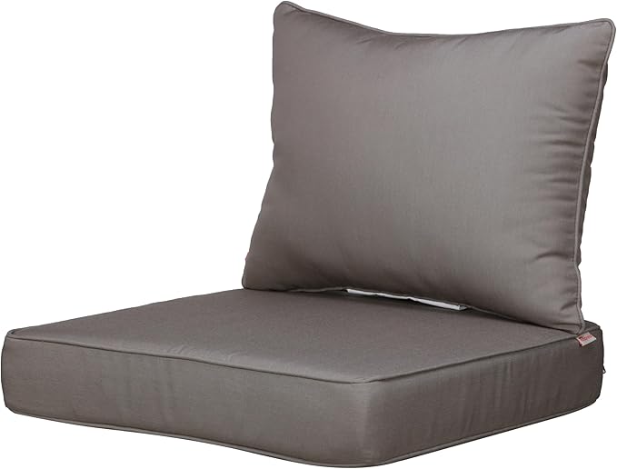 UIXE Outdoor Deep Seat Cushion Set with Slipcovers, Patio Furniture Cushions & Back Pillow, Water-Resistant Outdoor Cushion Cover Backyard Sectional Sofa Cushions for Bistro Chair - Coffee