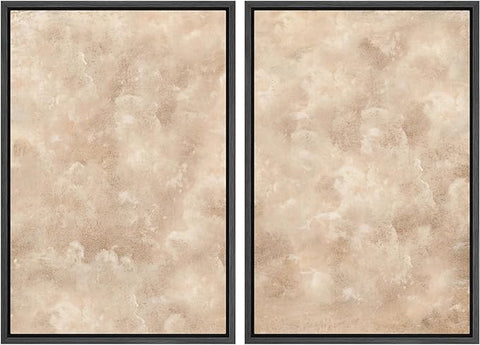 MUDECOR Framed Canvas Print Wall Art Neutral Abstract Minimalist Beige and Cream Tones Illustrations Modern Art Decorative Bohemian Colorful Chic for Living Room, Bedroom, Office - 24"x36"x2 Black