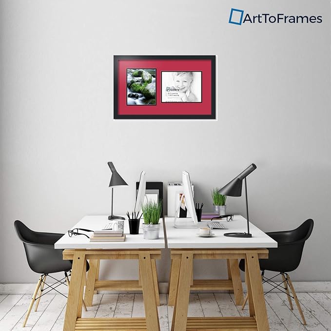ArtToFrames Collage Photo Frame Double Mat with 1 - 8.5x11, 8x10 Openings and Satin Black Frame