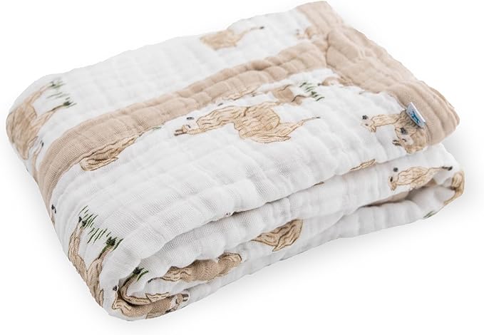 Little Unicorn Newborn Receiving Quilt | Ultra- Soft, Multi-Layered Muslin Fabric | Gift for Newborns & on-The-go (Llama Llama)