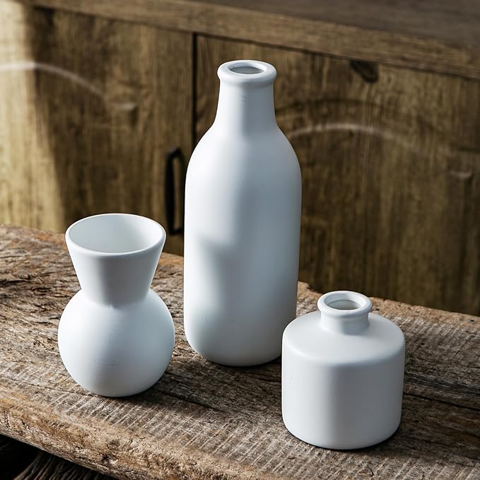 Modern Vases for Home Decor, Artificial Fake Flowers with Vase, Ceramic Vase for Centerpieces