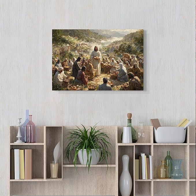 Christian Wall Art Print, Religious Scripture Biblical Decor, Faith-Based Inspirational Landscape with Cross, Digital Printed Canvas Poster for Church, Home Chapel, Prayer Room Decor