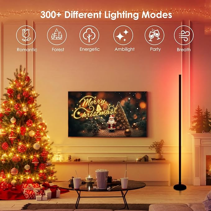 2PCS RGB Corner Floor Lights, Floor Lamp RGB Color Changing Corner Lamp LED Modern Floor Lamp with Bluetooth APP and Remote Control Music Sync, 65" Mood Lighting 24H Timing 398+ DIY Modes Lamp