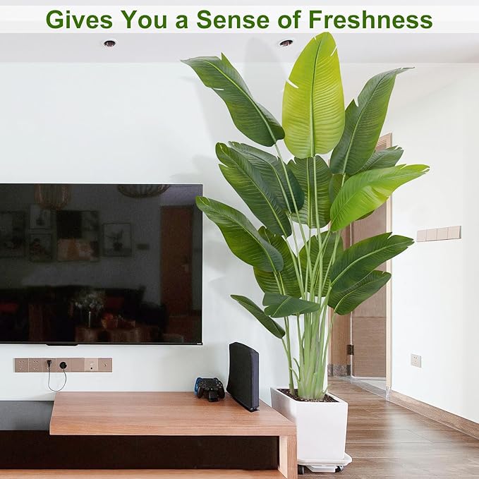 Lifelike Bird of Paradise Artificial Plant,6.6ft Faux Banana Leaf Tree with 15 Trunks - Perfect Indoor Silk Floor Plant for Home Decor in Living Room, Office, and Bedroom