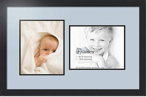 ArtToFrames Collage Photo Frame Double Mat with 2 - 8x10 Openings and Satin Black Frame