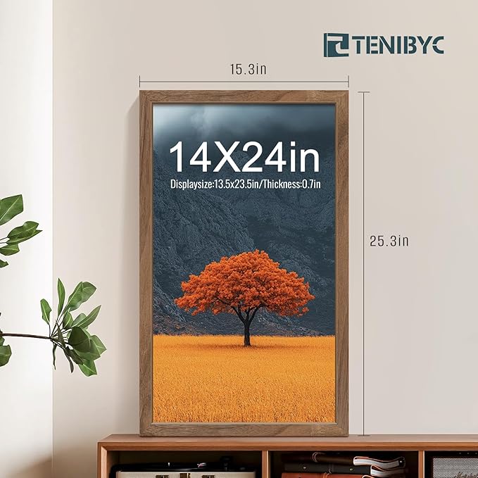 14x24 Poster Frame Set of 4, Walnut Brown Wood Picture Frame, Suitable for 14 x 24 Inch Pictures Posters Photos, Wall Hanging