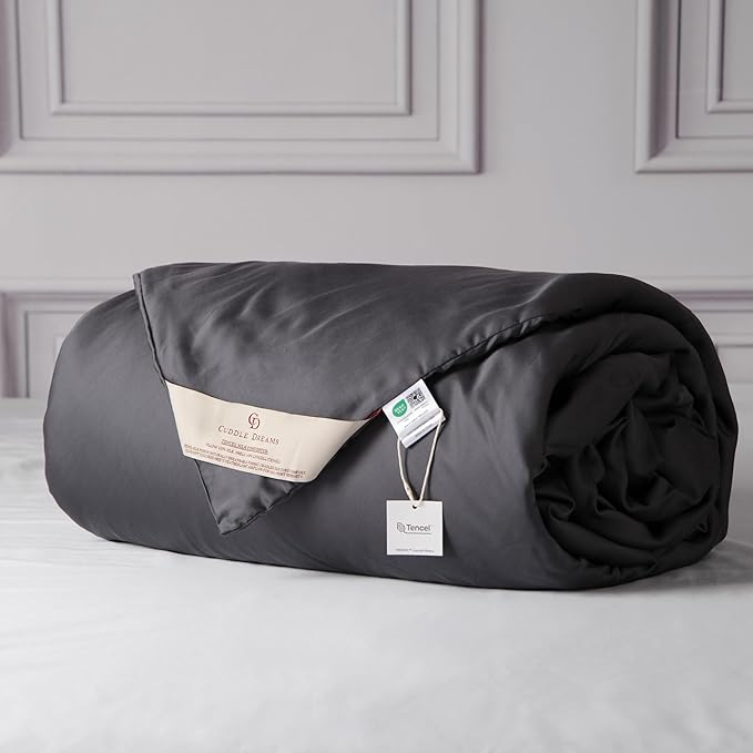 CUDDLE DREAMS Silk Filled Comforter for All Season, Detachable Tencel Duvet Cover for Easy Care, Naturally Breathable (Steel Gray, Twin)
