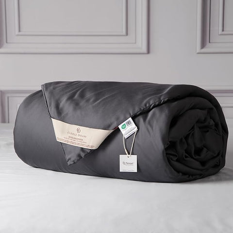 CUDDLE DREAMS Silk Filled Comforter for All Season, Detachable Tencel Duvet Cover for Easy Care, Naturally Breathable (Steel Gray, Twin)