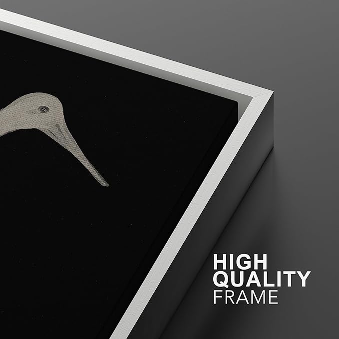 MUDECOR Framed Canvas Print Wall Art Minimalist Crane Silhouettes Illustrations Modern Art Decorative Bohemian Colorful for Living Room, Bedroom, Office - 24"x36"x2 White