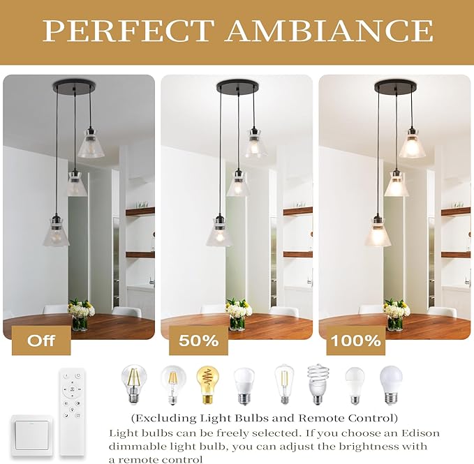 Industrial Farmhouse Hanging Pendant Lighting for Kitchen Island Black Brushed Glass Pendant Light Linear Chandelier Farmhouse Hanging Light Fixtures