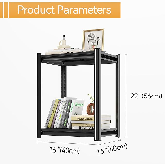 Tall Bookshelf with Open Shelves, Metal Office Book Shelf, Adjustable Organizer Bookcase, Standing Storage Organizer Shelf for Living Room (16" W*16" D*22" H)