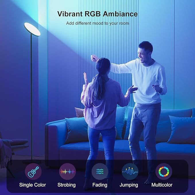 RGB Torchiere Floor Lamps for Living Room, 32W/3200LM Bright LED Standing Lamp with Remote, Modern Color Changing Tall Lamp with Stepless Dimming, 69" Corner Floor Lamp for Bedroom, Office