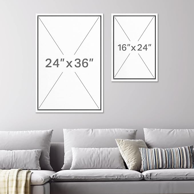SIGNWIN Framed Canvas Print Wall Art Set Industrial Grunge White Gray Landscape Shapes Abstract Illustrations Modern Art Decorative Nordic Zen for Living Room, Bedroom, Office - 16"x24"x3 White