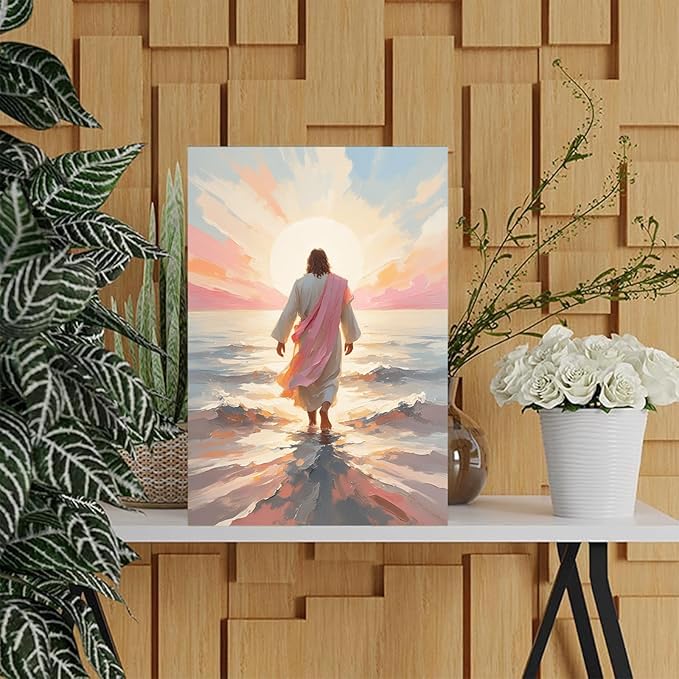 Christian Wall Art Print, Religious Scripture Biblical Decor, Faith-Based Inspirational Landscape with Cross, Digital Printed Canvas Poster for Church, Home Chapel, Prayer Room Decor