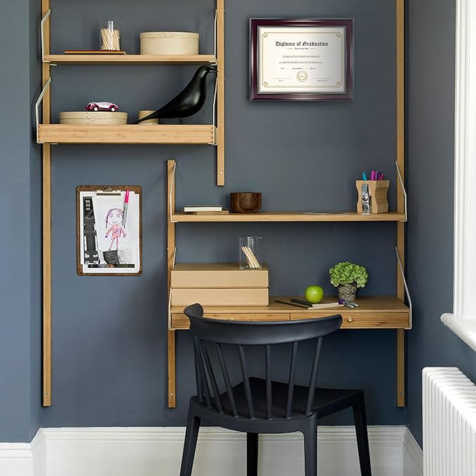 GraduatePro 8.5x11 Diploma Frame, Picture Frame for Wall and Tabletop Display with UV Protection Acrylic, Professional Wooden Look, Mahogany with Gold Beaded, Pack of 2