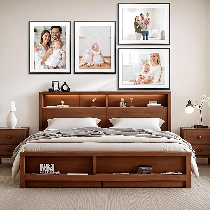 Giftgarden 18x24 Poster Frame with Mat Set of 4, 22x28 Frame Matted to 18x24 Picture for Wall Hanging, Black